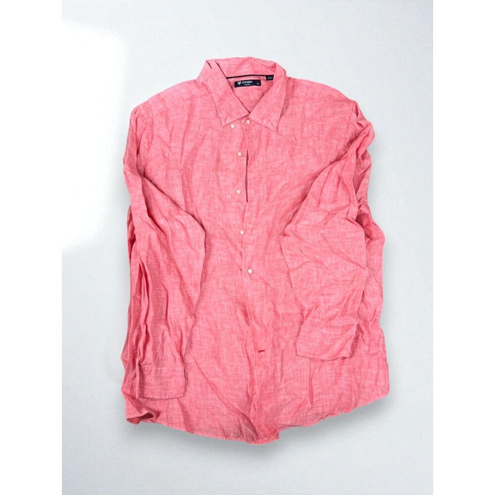 Cremeux Classics Men's Size XXL Pink Linen Button-Up Shirt